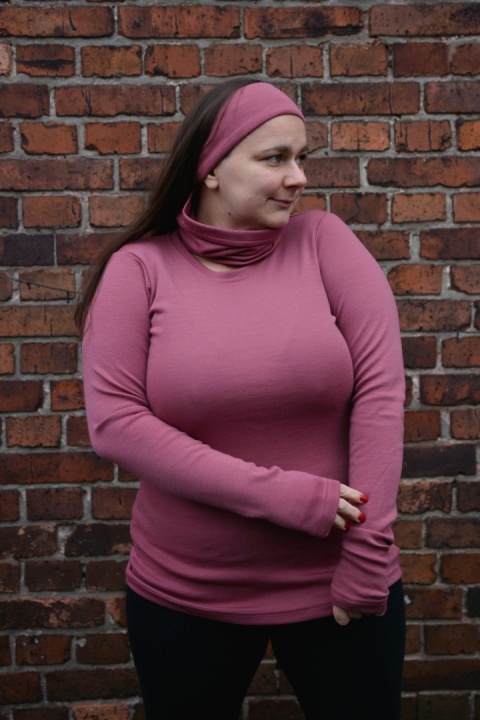 OSTATNIA SZTUKA (S) 100% wełna merino bluzeczka longsleeve BRUDNY RÓŻ (Longisław :)
