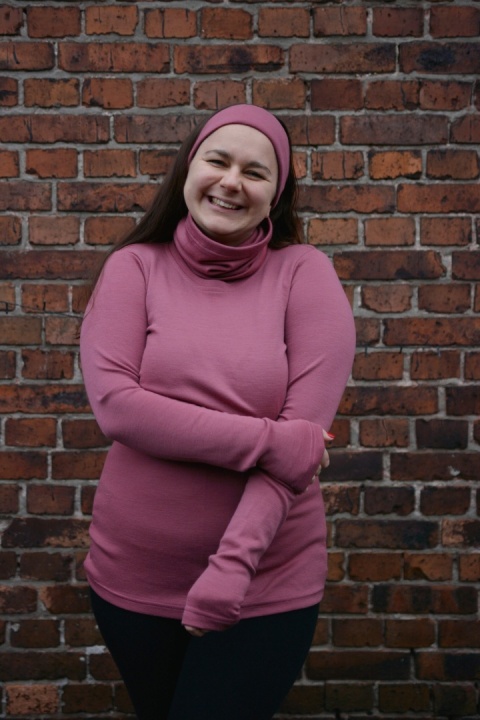 OSTATNIA SZTUKA (S) 100% wełna merino bluzeczka longsleeve BRUDNY RÓŻ (Longisław :)