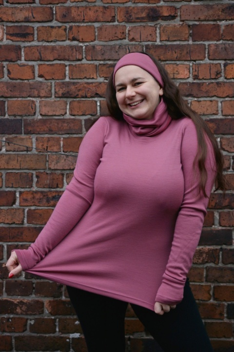 OSTATNIA SZTUKA (S) 100% wełna merino bluzeczka longsleeve BRUDNY RÓŻ (Longisław :)