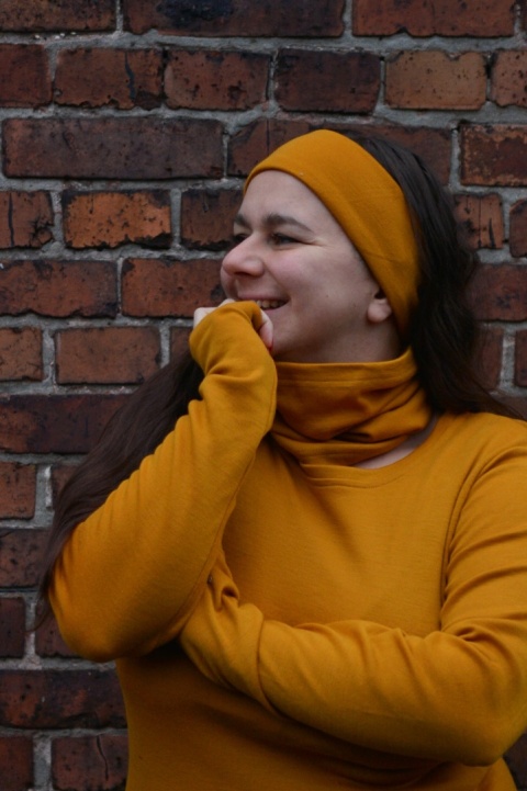 100% wełna merino bluzeczka longsleeve MUSZTARDA (Longisław :)