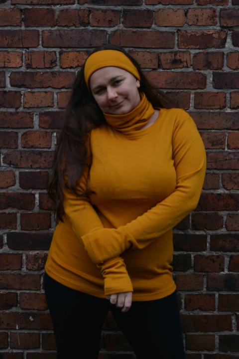 100% wełna merino bluzeczka longsleeve MUSZTARDA (Longisław :)