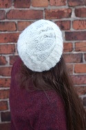 100% alpaka czapka handmade warkocz śmietanka 1