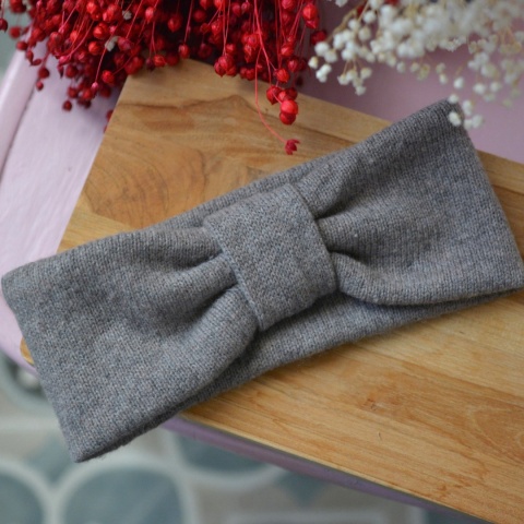 Mokka wełna jagnięca opaska upcykling bardzo ciepła