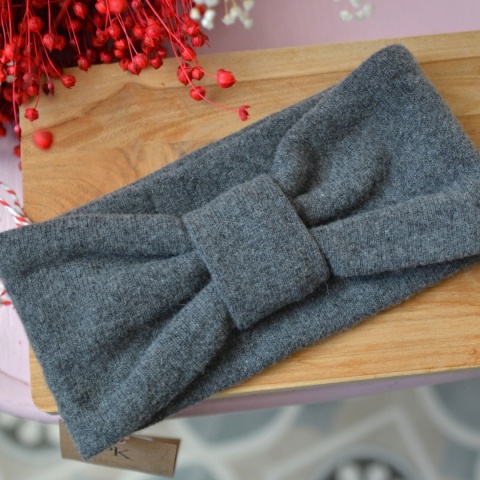 Grafit wełna jagnięca opaska upcykling bardzo ciepła