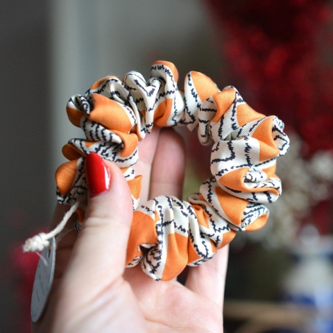 Jedwab MIDI gumka upcykling scrunchie ZEBRA/RUDY