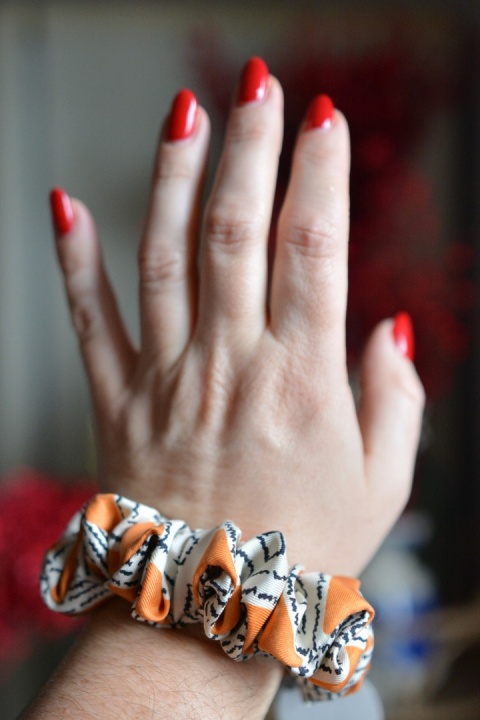 Jedwab MIDI gumka upcykling scrunchie ZEBRA/RUDY