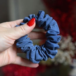 Jedwab MINI/MIDI gumka upcykling scrunchie STALOWY ZMIERZCH