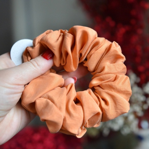 Jedwab MAXI gumka upcykling scrunchie ZACHÓD SŁOŃCA