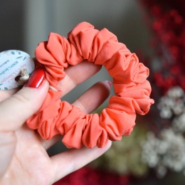 Jedwab MINI/MIDI gumka upcykling scrunchie BRZOSKWINIA