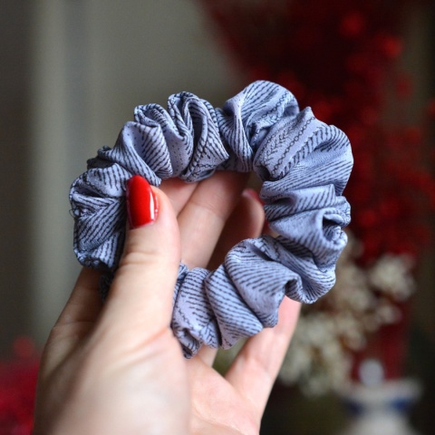 Jedwab MINI/MIDI gumka upcykling scrunchie MROŹNY PORANEK