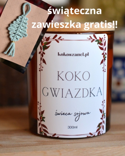 KOKO GWIAZDKA ❤ CHOINKA GRATIS! Duża świeca sojowa koko szanel (L)