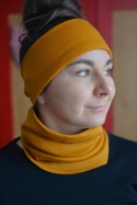 KOMPLET 100% wełna merino komin+opaska MUSZTARDA
