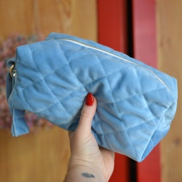 Kuferek błękitny welur UPCYKLING