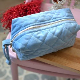 Kuferek błękitny welur UPCYKLING