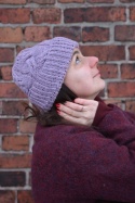 100% wełna merino czapka handmade warkocz lawenda