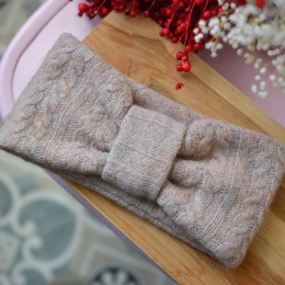 Melanż warkocze wełna jagnięca opaska upcykling GRUBA I BARDZO CIEPŁA