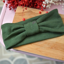 Opaska butelkowa zieleń z mini haftem MERINO upcykling cienka