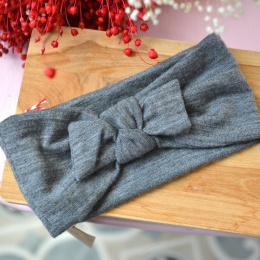 Opaska grafit z kokardką MERINO upcykling cienka/średnia