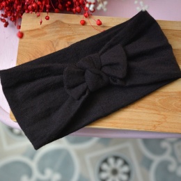 Opaska czekolada z kokardką MERINO upcykling cienka/średnia
