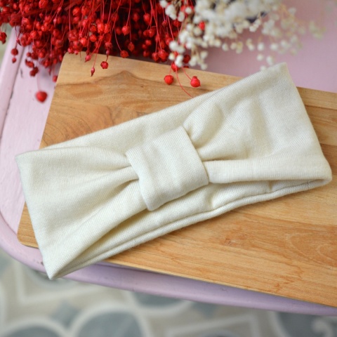 Opaska śmietanka MERINO upcykling cienka