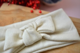 2 gatunek wada opaska śmietanka MERINO z kokardką upcykling cienka