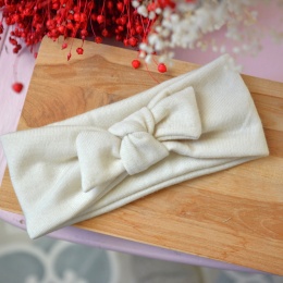 2 gatunek wada opaska śmietanka MERINO z kokardką upcykling cienka