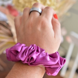 Jedwab MIDI gumka upcykling scrunchie FIOLET