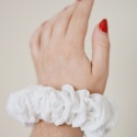 Len MAXI gumka upcykling scrunchie BIAŁE