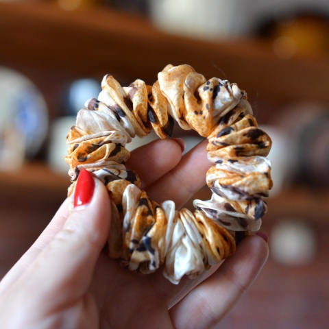 Jedwab MINI gumka upcykling scrunchie TYGRYSIE OKO