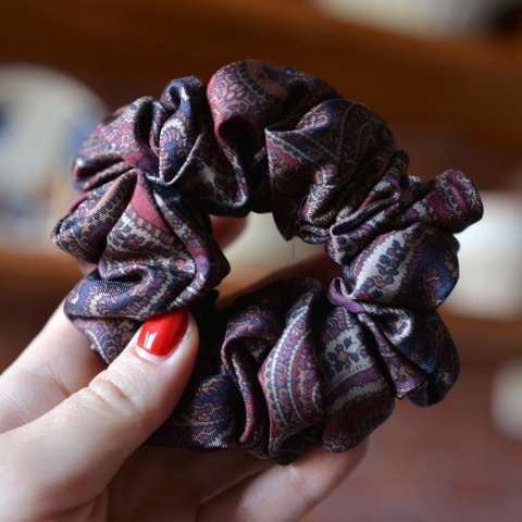 Jedwab MIDI/MAXI gumka upcykling scrunchie RETRO