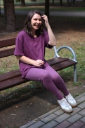 LEGGINSY 2.0 PREMIUM bawełna organiczna GOTS śliwka