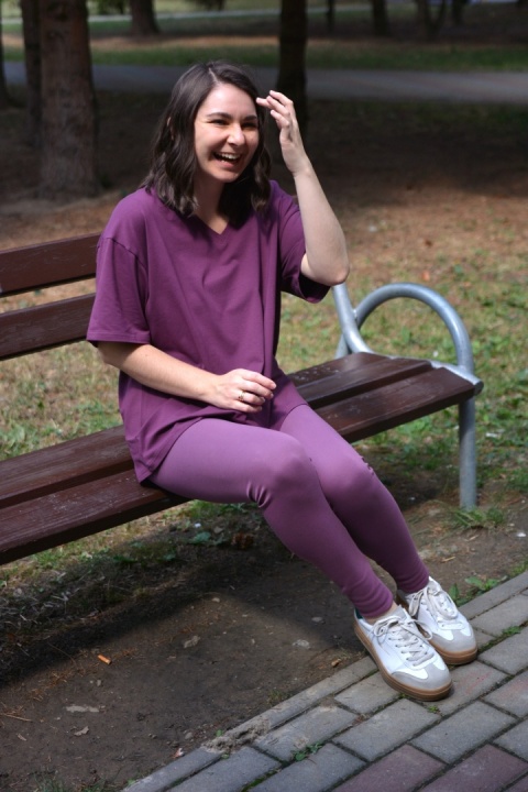 LEGGINSY 2.0 PREMIUM bawełna organiczna GOTS śliwka