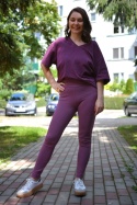 LEGGINSY 2.0 PREMIUM bawełna organiczna GOTS śliwka