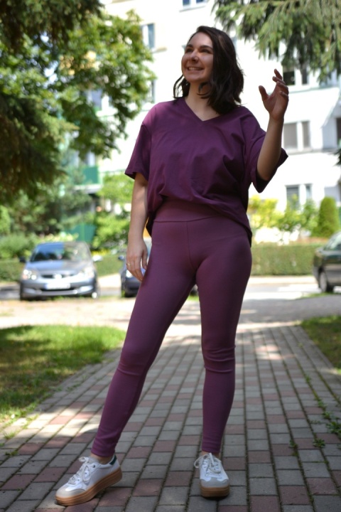 LEGGINSY 2.0 PREMIUM bawełna organiczna GOTS śliwka