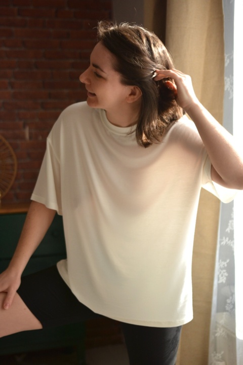 T-shirt TENCEL śmietankowy PREMIUM
