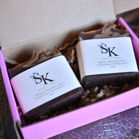 2PAK Waniliowe ciasteczko naturalne mydełko peelingujące Sara&Koko