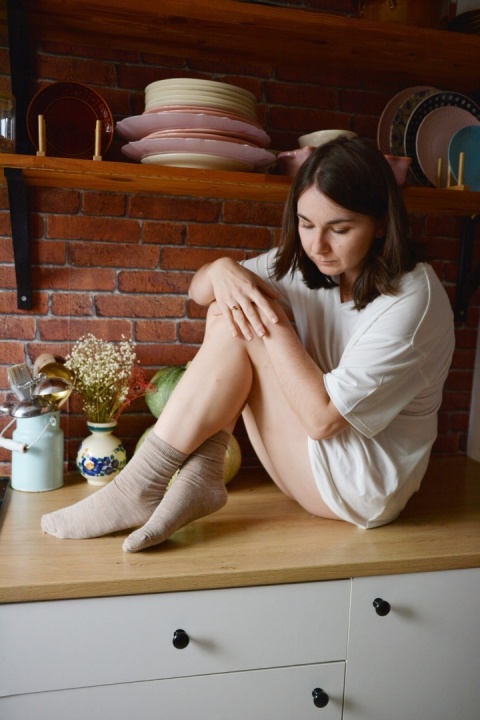 [35-37] Merino gładkie CAPPUCINO skarpety