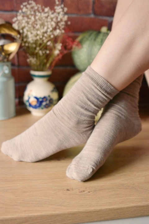 [35-37] Merino gładkie CAPPUCINO skarpety