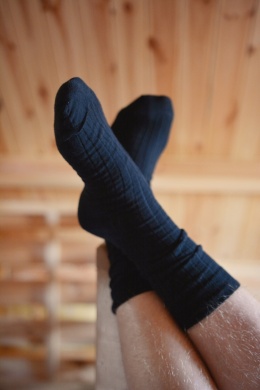 [41-43] Merino prążek CZARNE skarpety