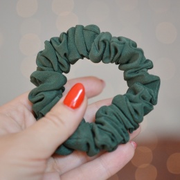 Jedwab MINI gumka upcykling scrunchie LEŚNA ZIELEŃ