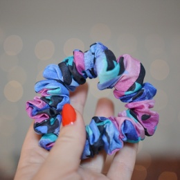 Jedwab MINI gumka upcykling scrunchie VINTAGE