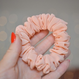 Jedwab MINI gumka upcykling scrunchie BRZOSKWINIA