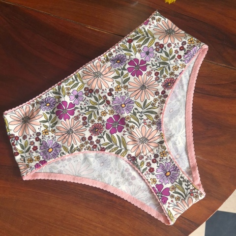 KLARA majtki z wysokim stanem bawełna KWIATY