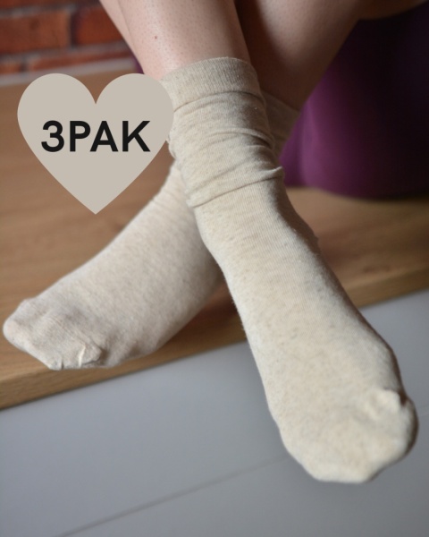 LETNIE ZOKI [35-37] 3PAK naturalne (długie) len+bawełna