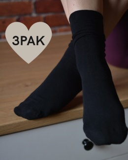 LETNIE ZOKI [35-37] 3PAK czarne (długie) len+bawełna