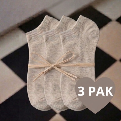 LETNIE ZOKI [35-37] 3PAK NATURALNE (stopki) len+bawełna