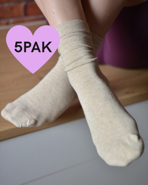 LETNIE ZOKI [35-37] 5PAK naturalne (długie) len+bawełna