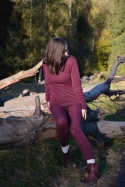 Legginsy 100% wełna merino ŚLIWKA bielizna termiczna