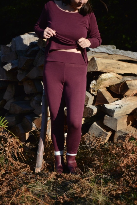 Legginsy 100% wełna merino ŚLIWKA bielizna termiczna