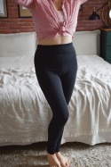 Legginsy SPORT (cieńsze) bawełna organiczna GOTS CZARNE